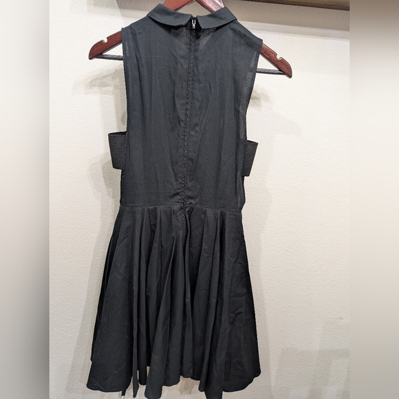 H&M Collared Black Dress with Cutout Elastic Sides, Size 6 - Picture 2 of 8